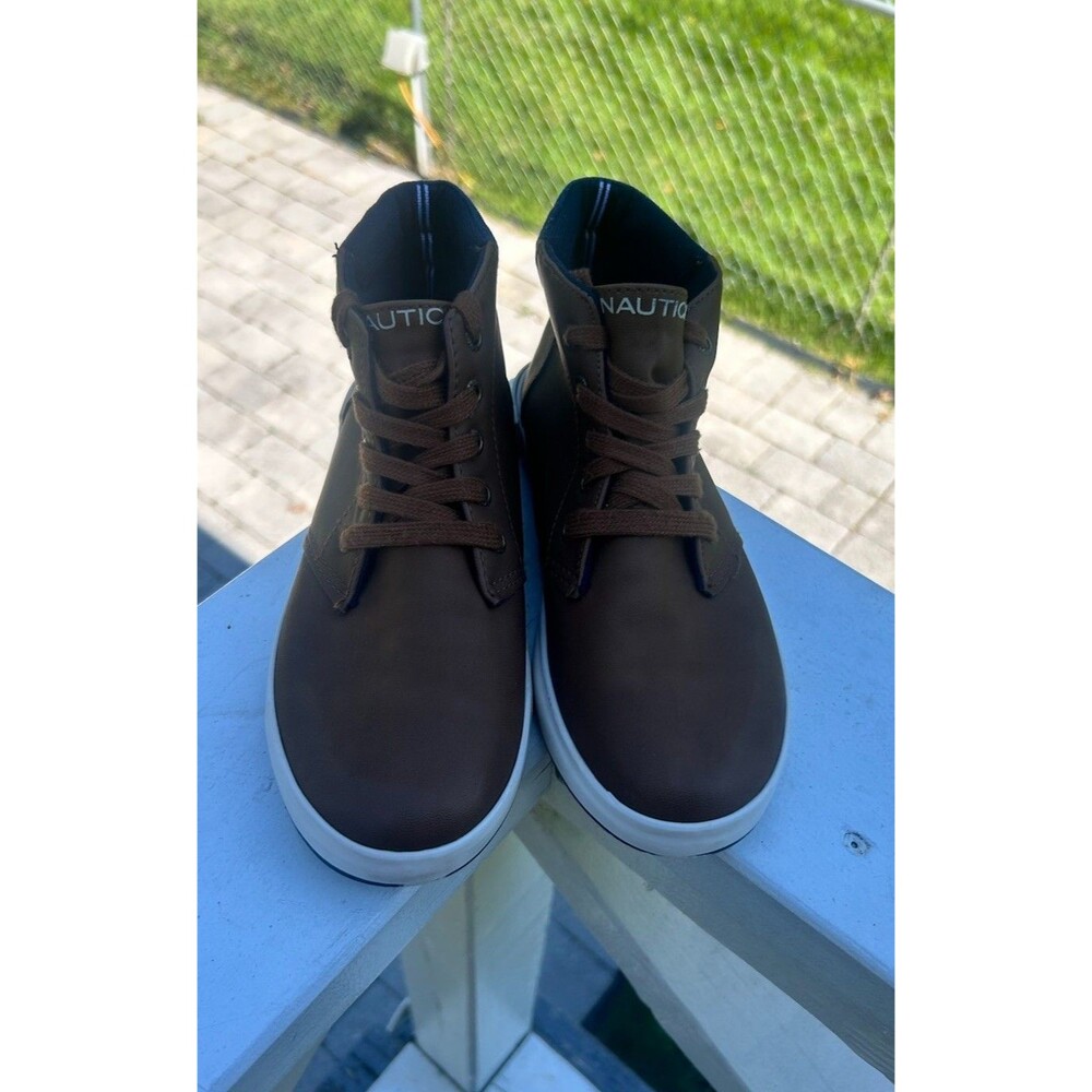 Nautica Palar Kids Youth Size 4 Brown Navy High Top Casual Sneakers Shoes
